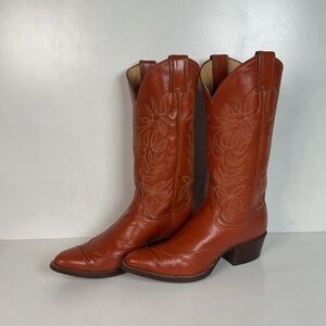 Vintage Justin Sienna Orange Cowgirl Boots 7 C USA Made